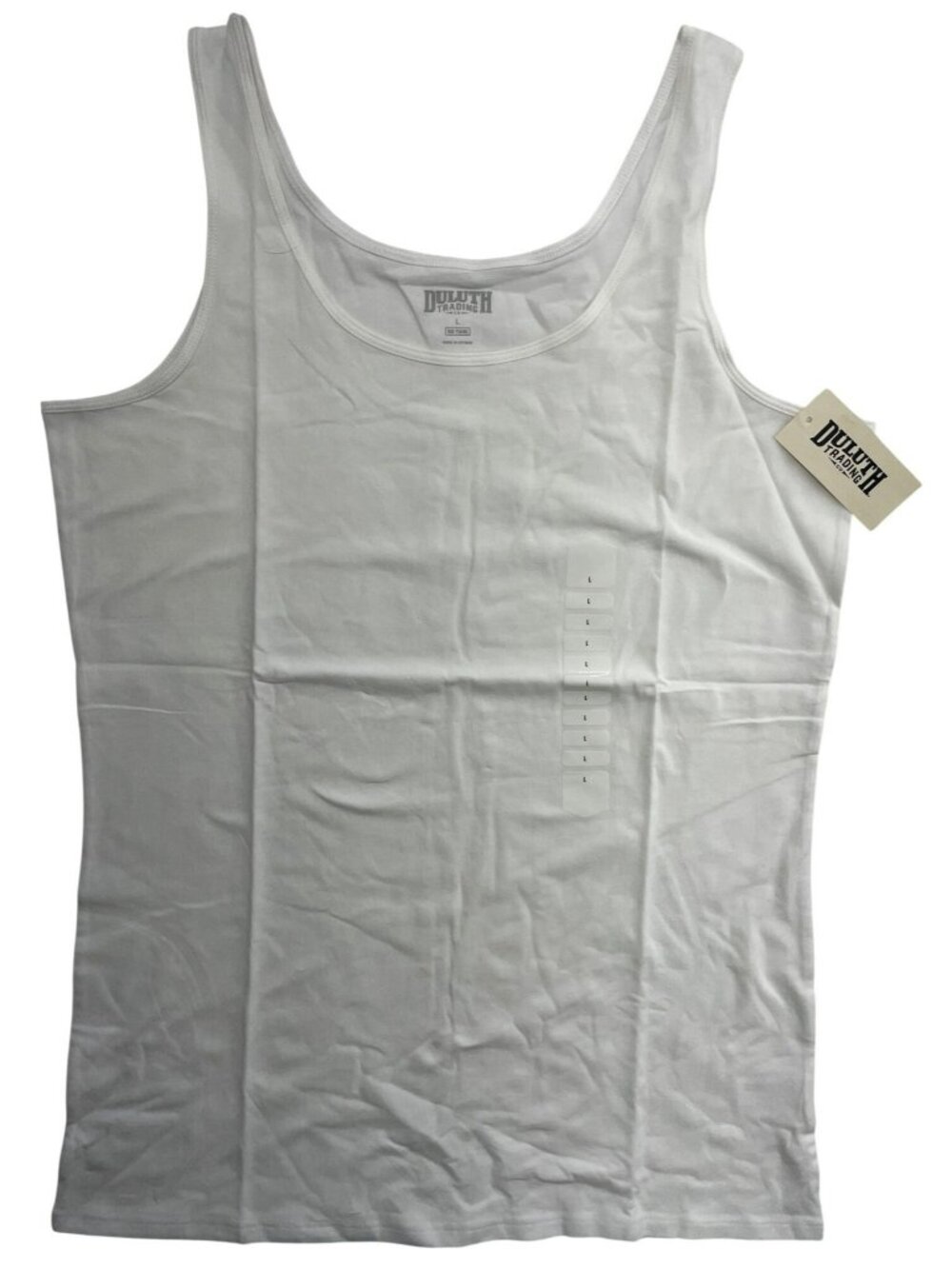Duluth Trading No-Yank White Tank Top Cotton Women's Size Large NWT